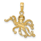 10K 2-D and Textured Octopus Charm