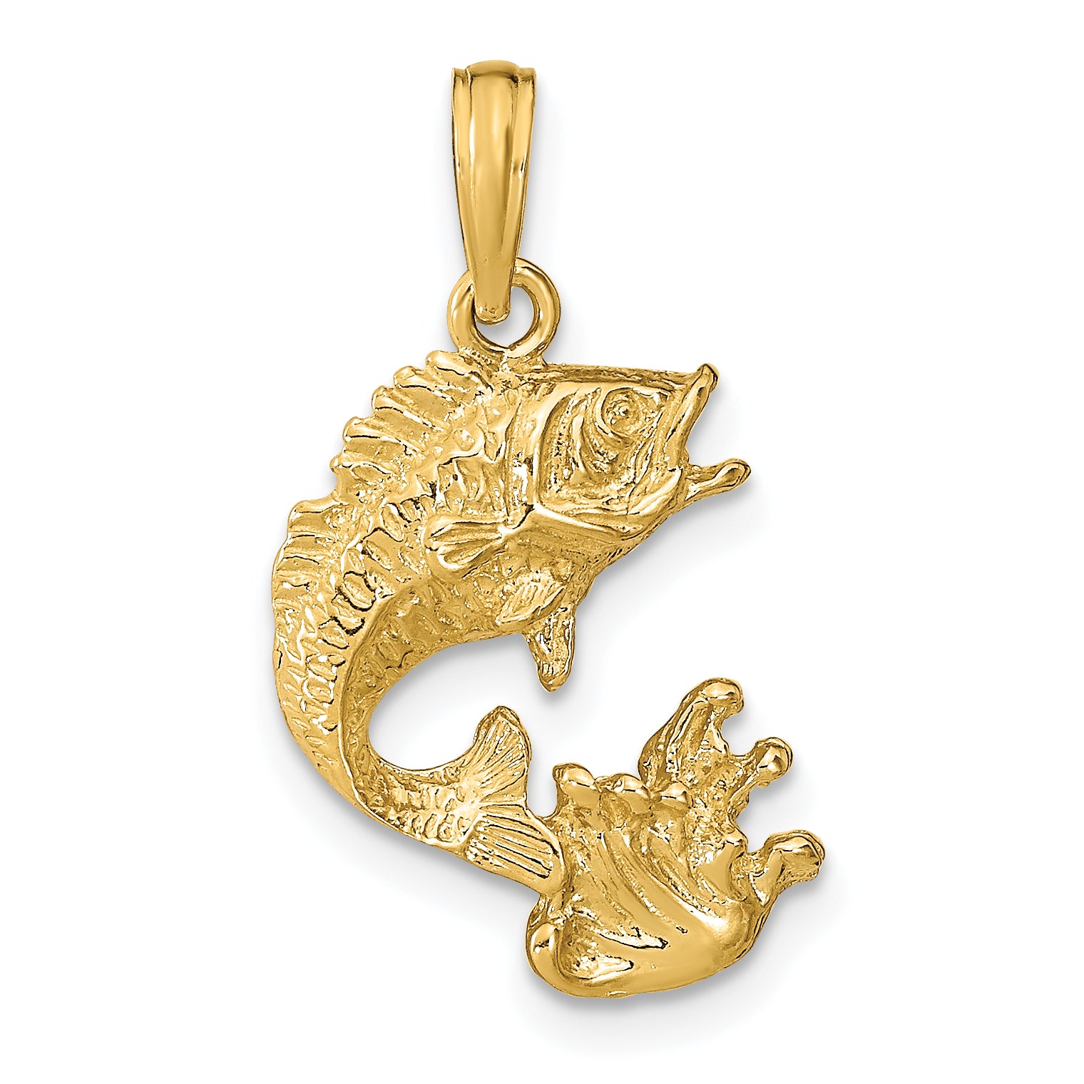 10k Polished Bass Fish Pendant Main image