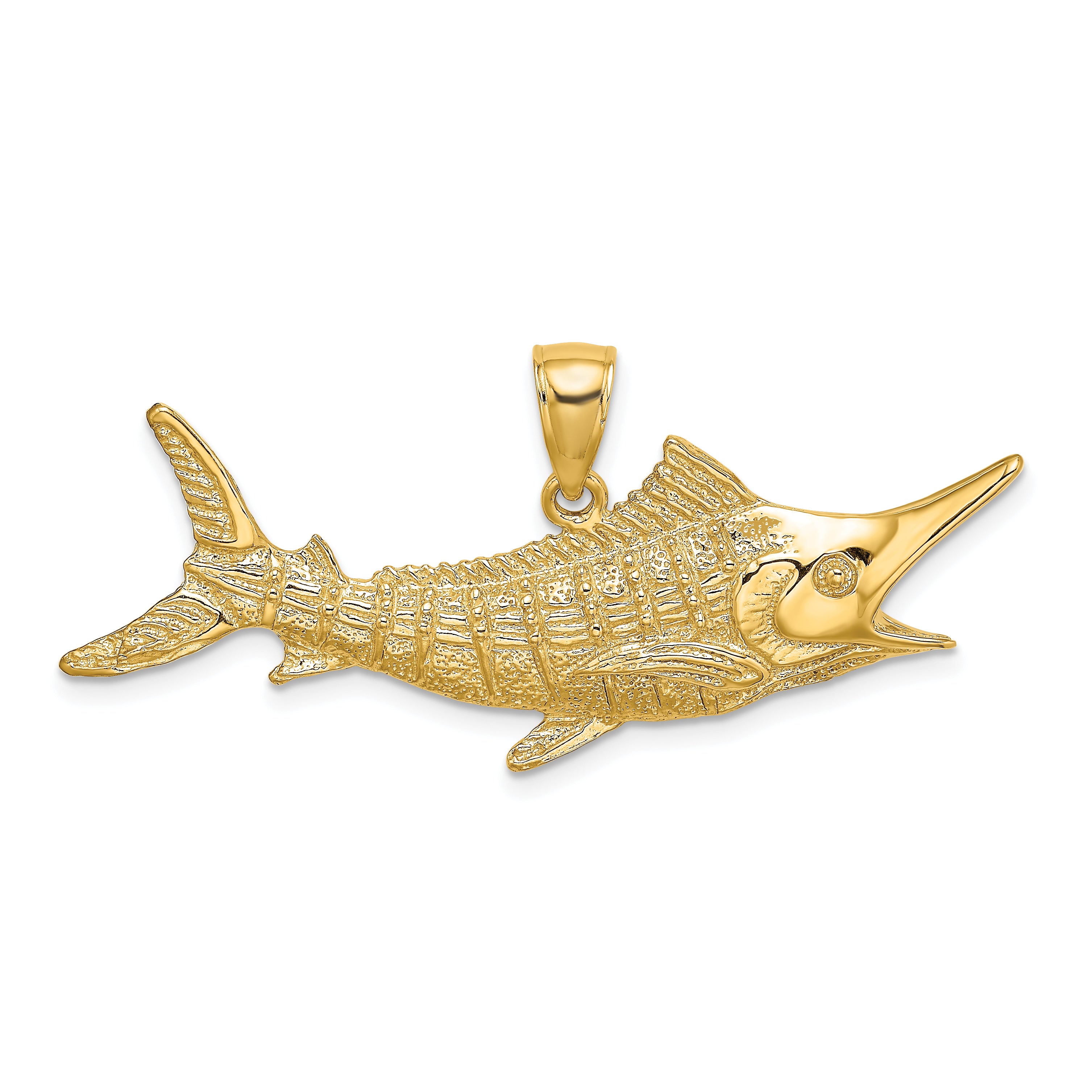 10K 2-D Textured Marlin Fish Charm Main image