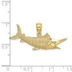 10K 2-D Textured Marlin Fish Charm