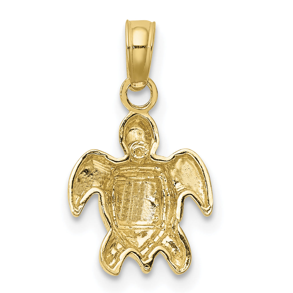 10K None Textured Mini Sea Turtle Charm - view 4