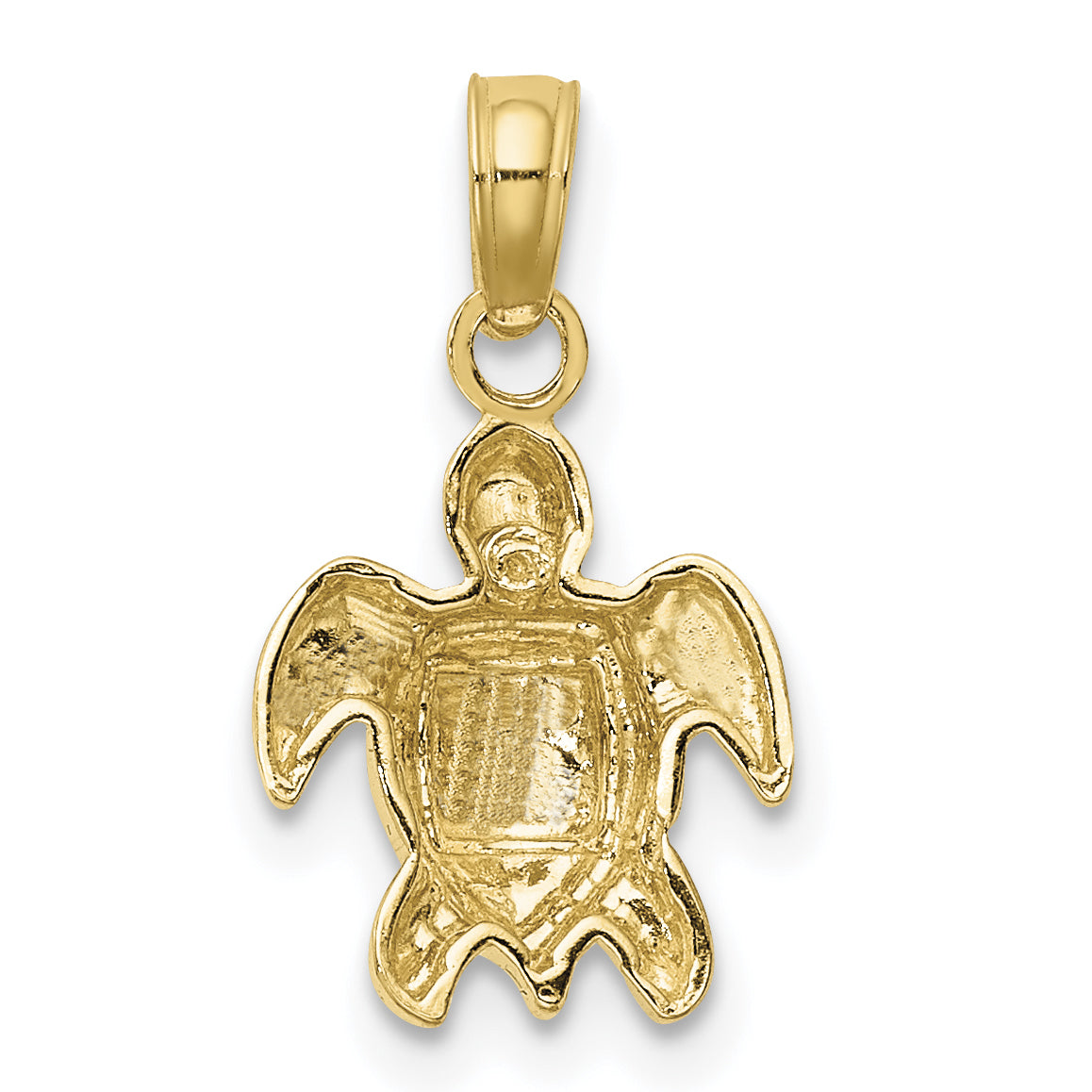 10K None Textured Mini Sea Turtle Charm - view 4