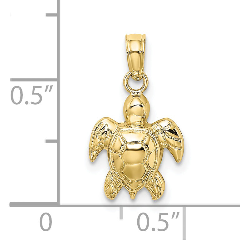 10K None Textured Mini Sea Turtle Charm - view 3