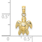 10K None Textured Mini Sea Turtle Charm - view 3