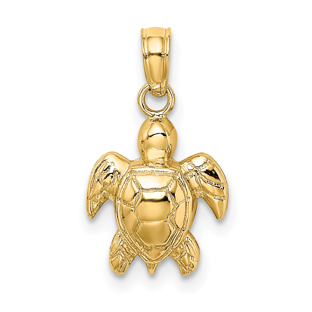 10K None Textured Mini Sea Turtle Charm