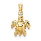 10K None Textured Mini Sea Turtle Charm