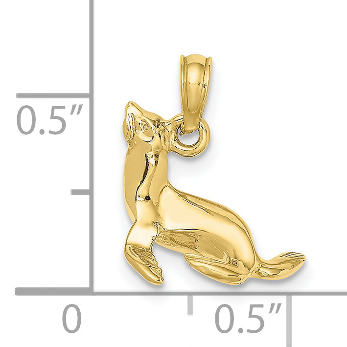 10K 3-D Polished Seal Charm