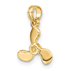 10K 3-D Polished Mini Three Blade Propeller Charm