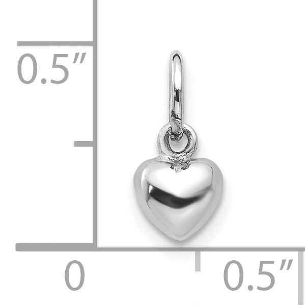 10k White Gold Solid Polished Plain Puffed Heart Charm Secondary image