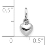 10k White Gold Solid Polished Plain Puffed Heart Charm