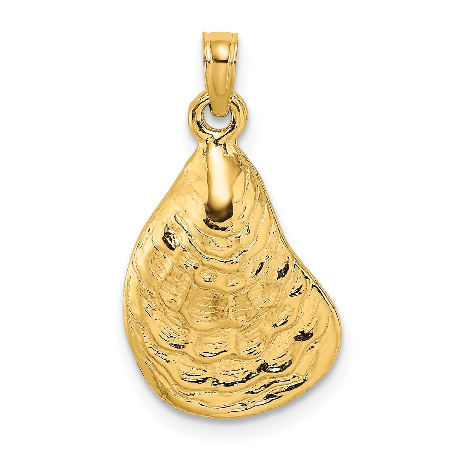10K 2-D Textured / Polished Oyster Shell Charm Main image