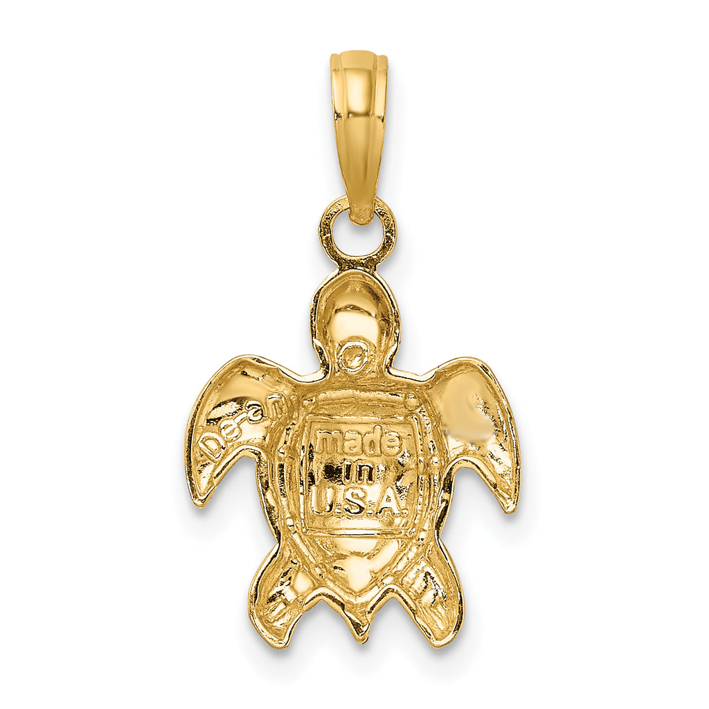 10K 2-D Textured Sea Turtle Charm