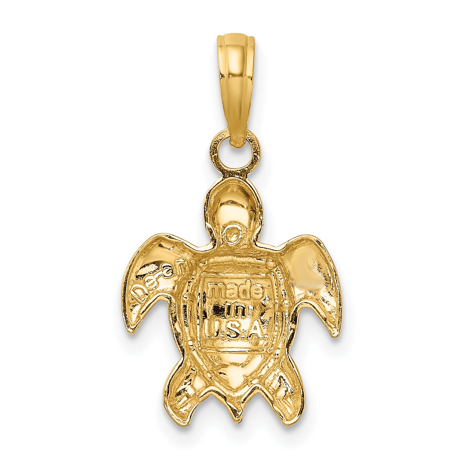 10K 2-D Textured Sea Turtle Charm