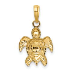 10K 2-D Textured Sea Turtle Charm
