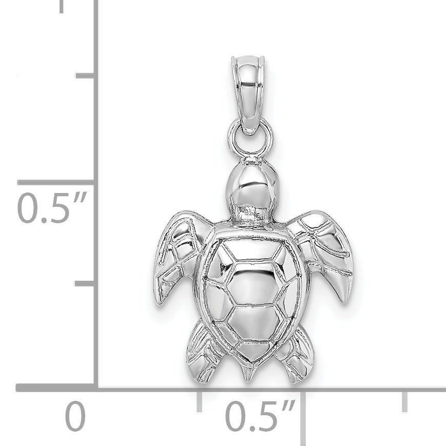 10K White Gold 2-D Textured Sea Turtle Charm Secondary image
