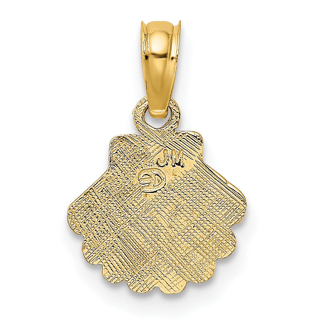 10K Polished and Engraved Shell Charm