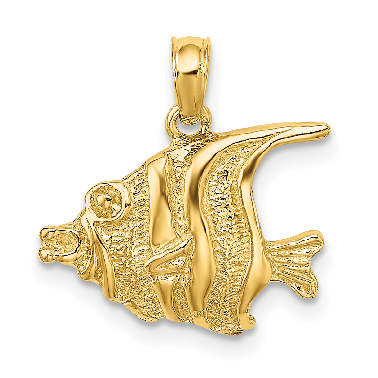 10K Polished Engraved FISH Charm Main image