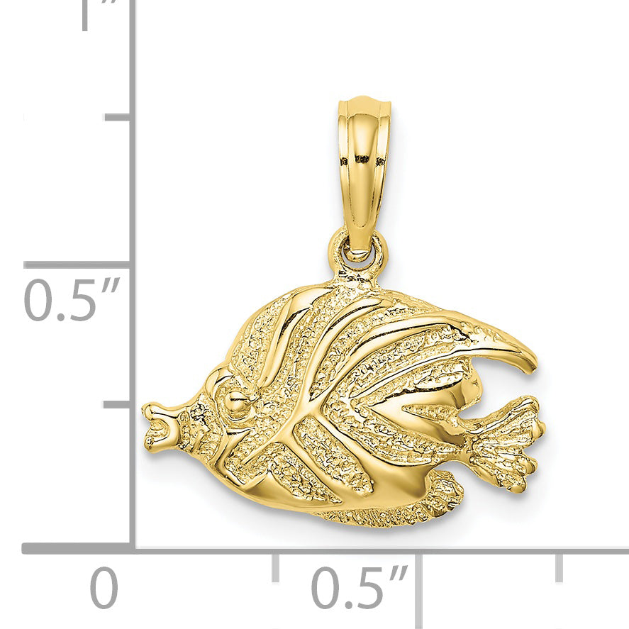 10K Polished Engraved Fish Charm
