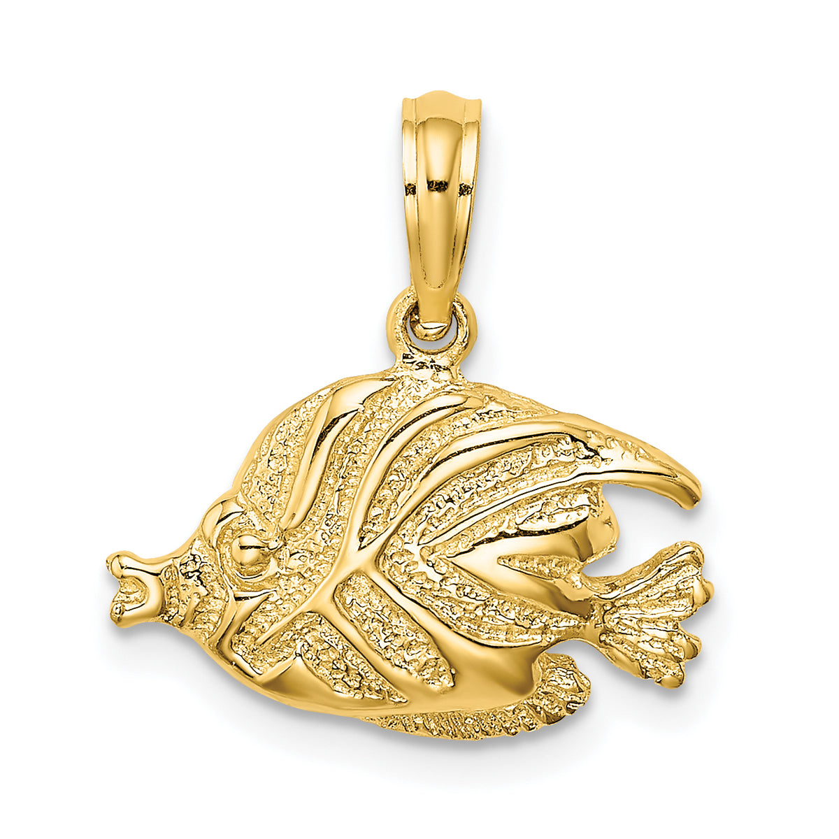 10K Polished Engraved Fish Charm