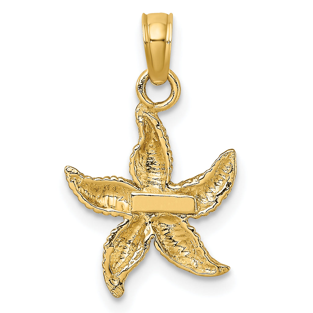 10K None Textured Starfish Charm - view 3