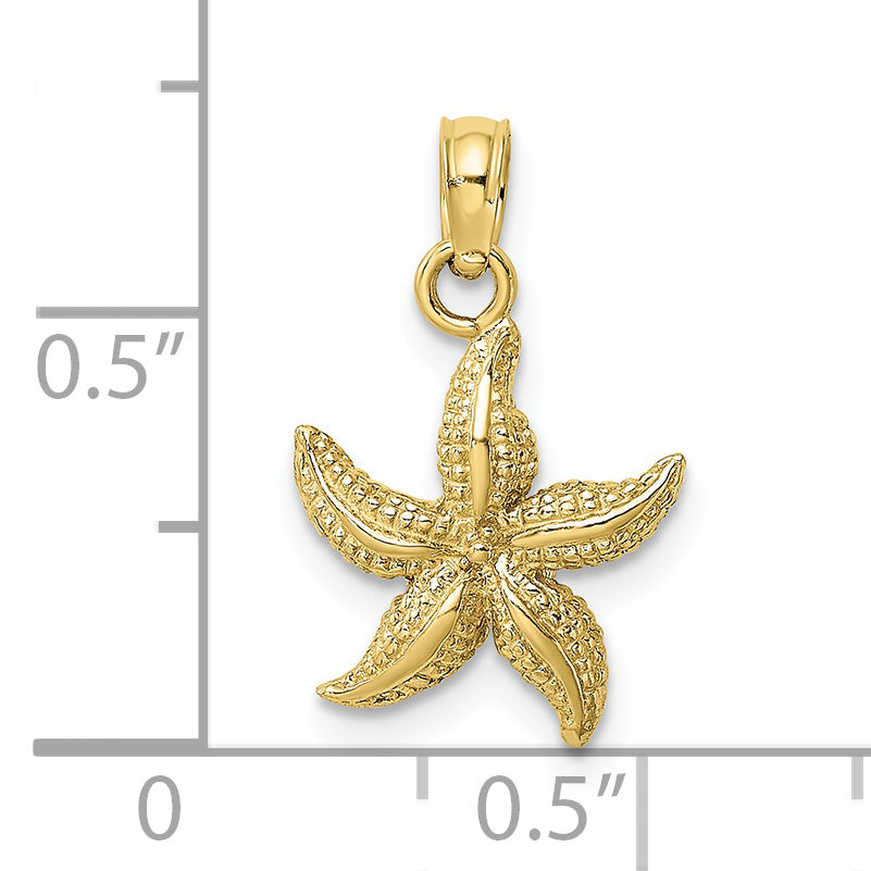 10K None Textured Starfish Charm - view 4