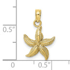10K None Textured Starfish Charm - view 4