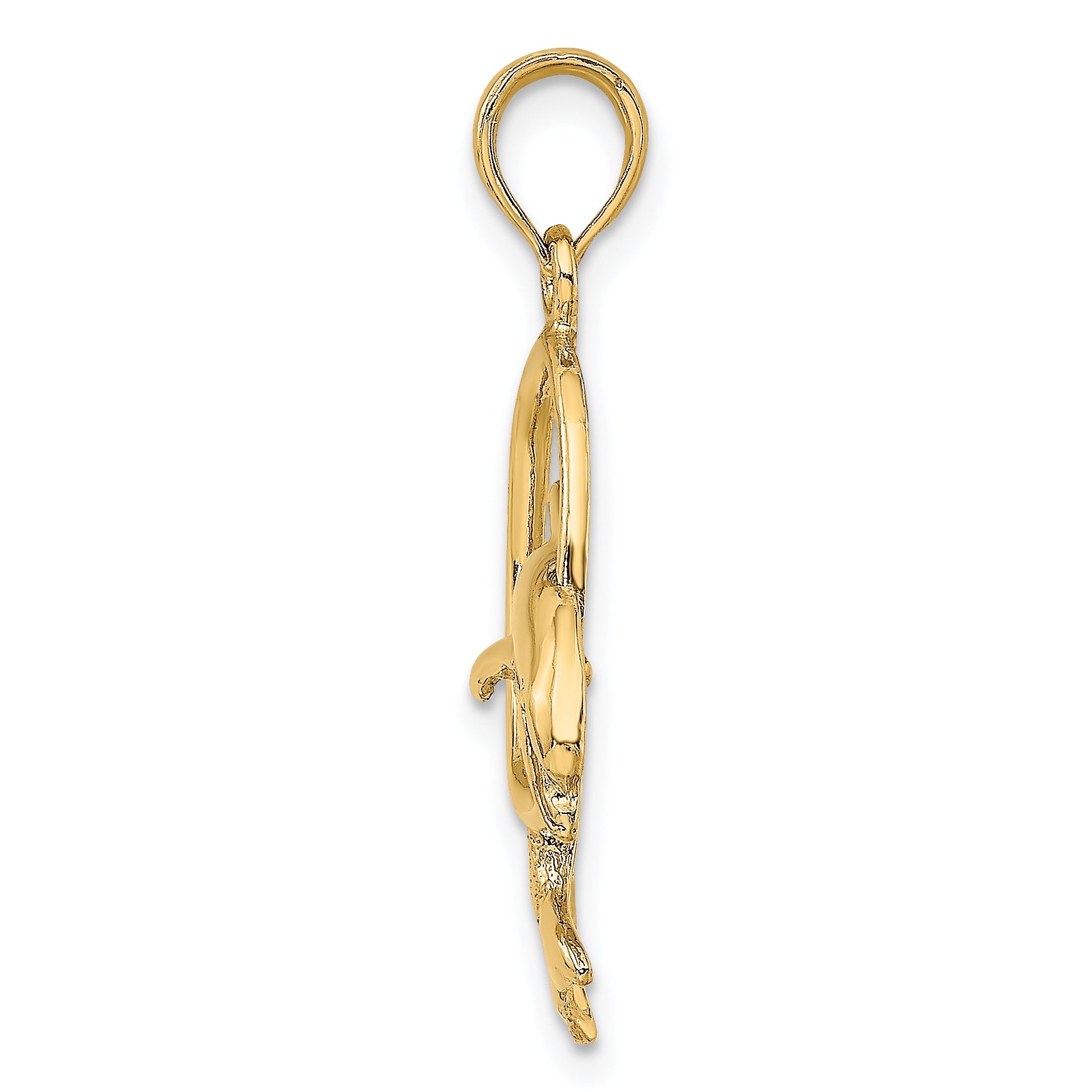 10K Polished Dolphin Jumping Through Hoop Charm Secondary image