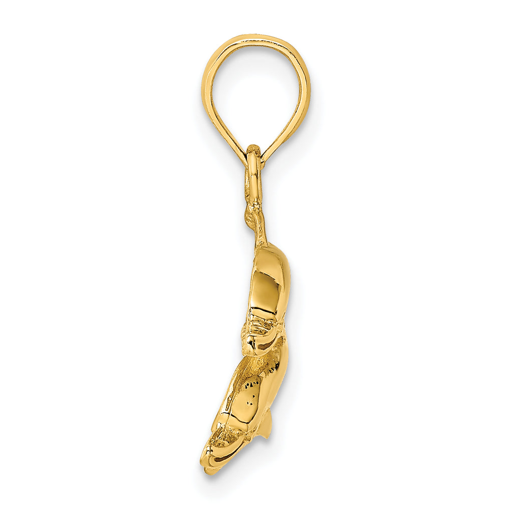 10K 2-D Polished /Engraved Dolphins Charm