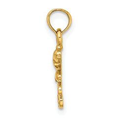 10K Textured Mini Double Dolphins and Waves Charm