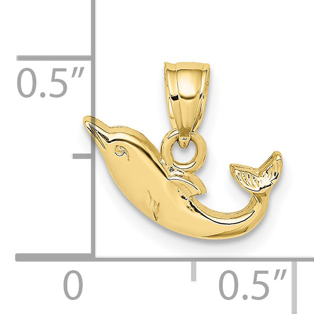 10K Polished Mini Dolphin Charm