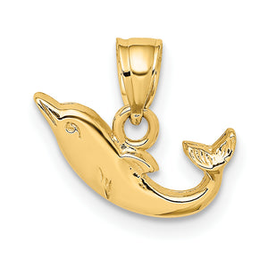 Mini Dolphin Charm in 10K Yellow Gold, 6.5mm - Sophia Jewelers