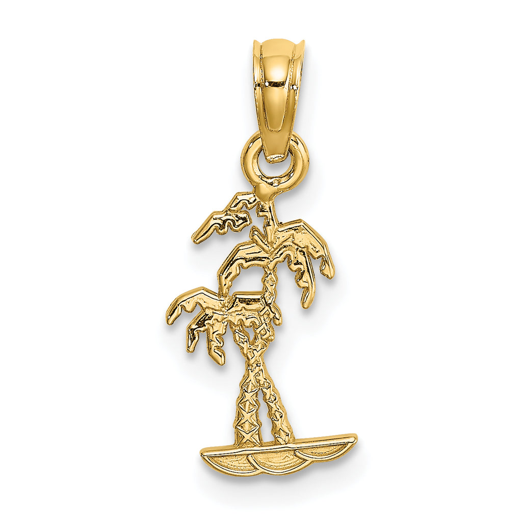10K Texture Mini Double Palm Trees Charm