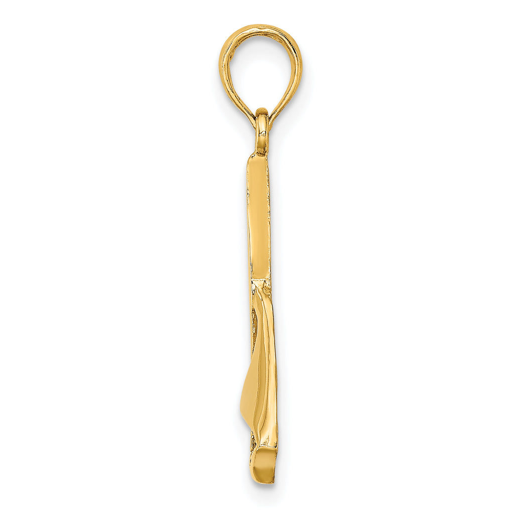 10K 2-D Polished Sailboat Charm