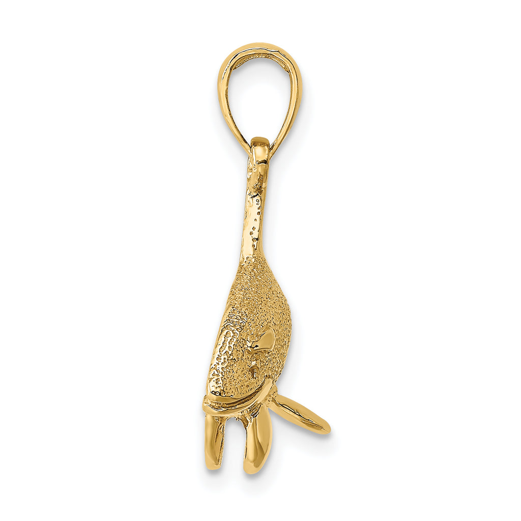 10K 2-D Textured Orca Whale Charm