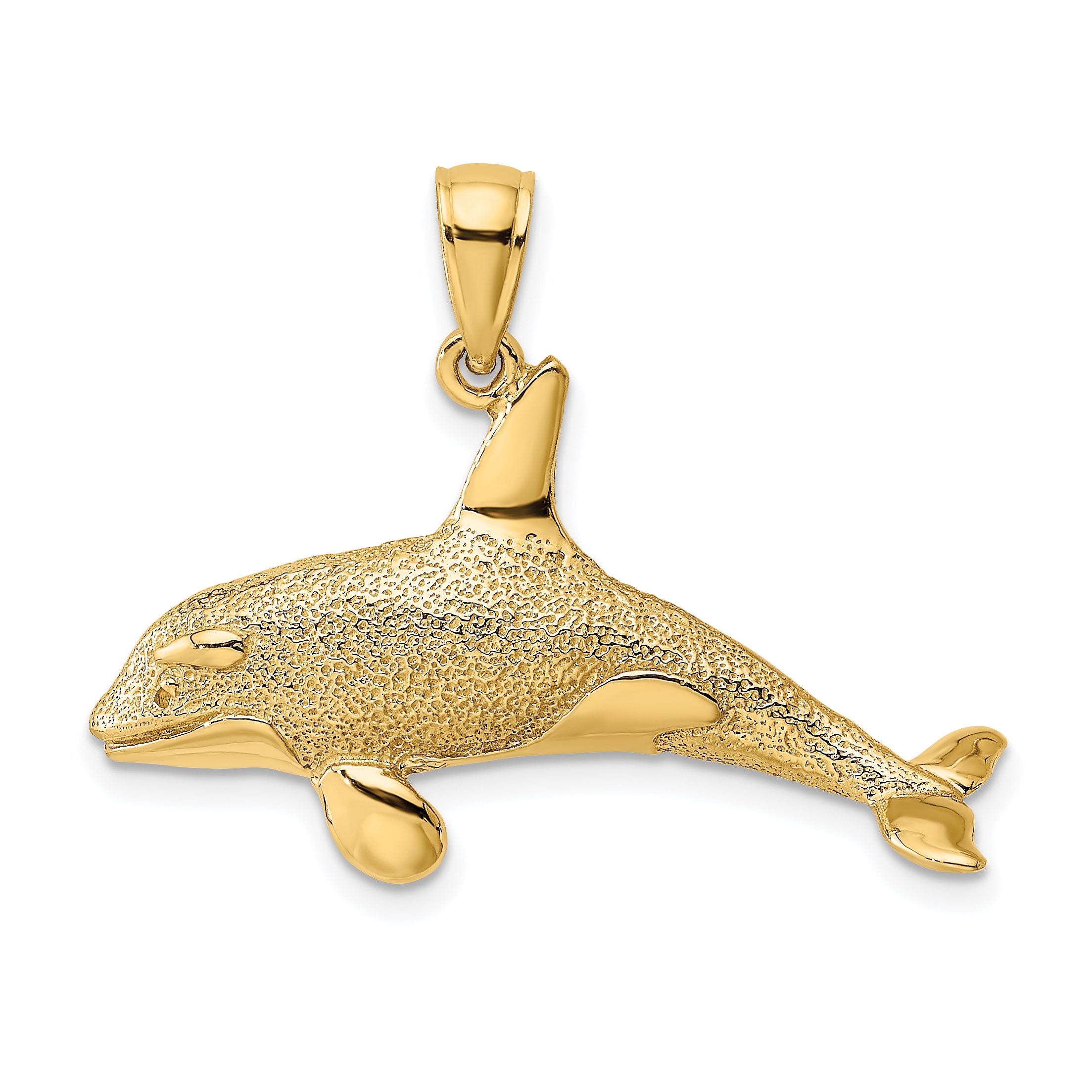 10K 2-D Textured Orca Whale Charm Main image
