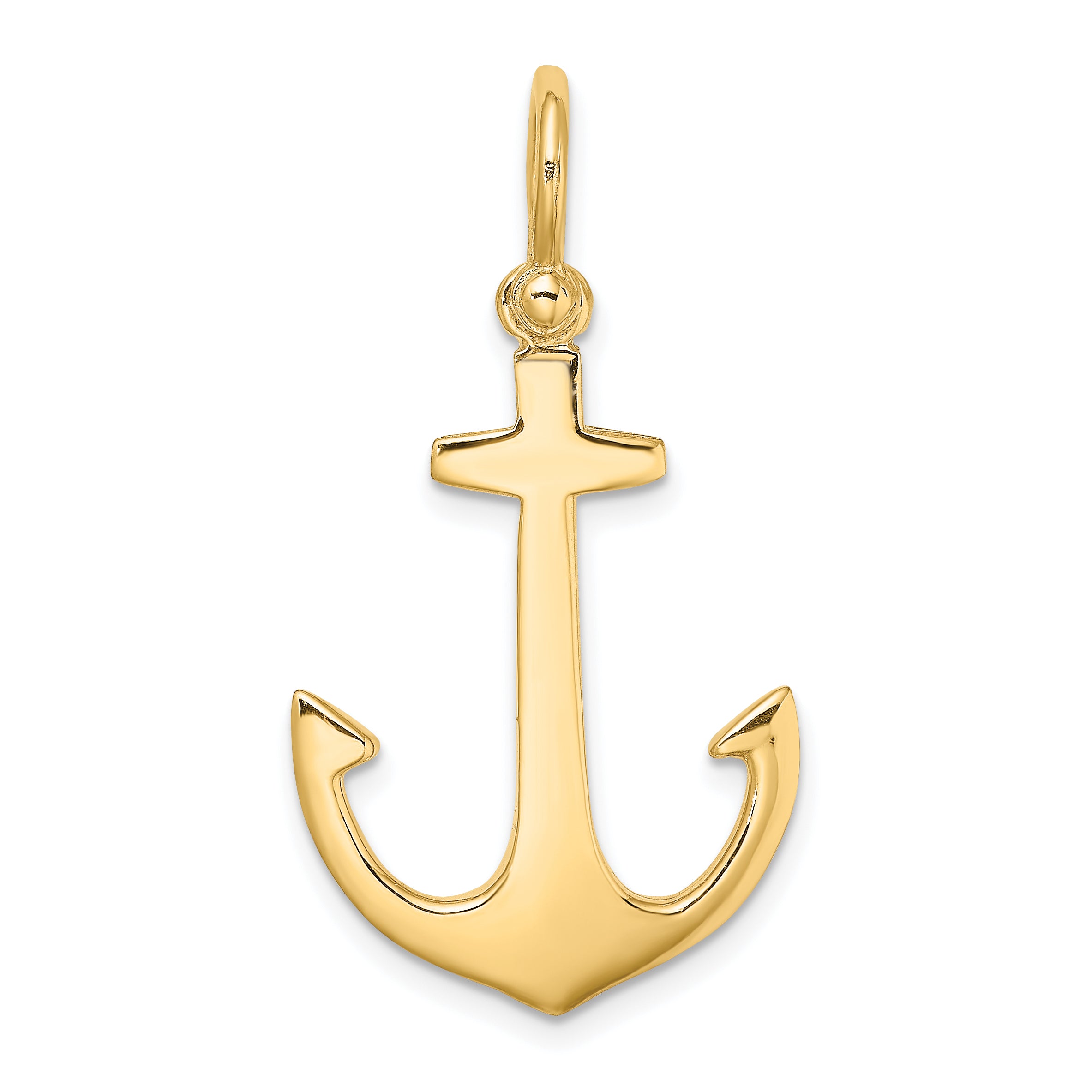 10K None 3-D Polished Anchor with Shackle Bail Charm - view 4