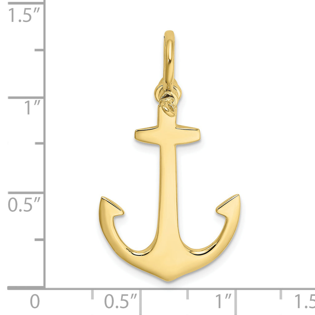 10K None 3-D Polished Anchor with Shackle Bail Charm - view 3