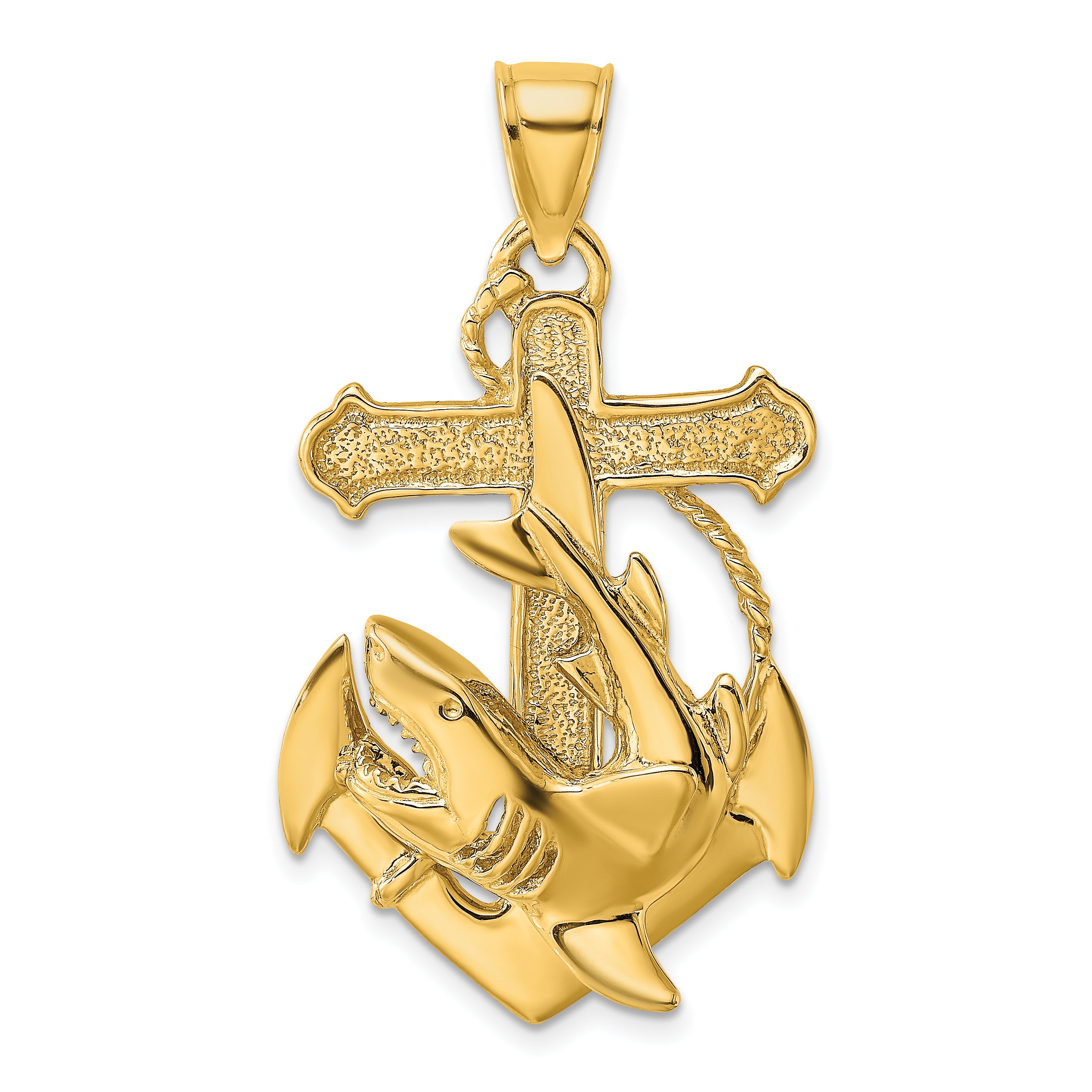 10K 2-D Anchor with Shark Charm Main image