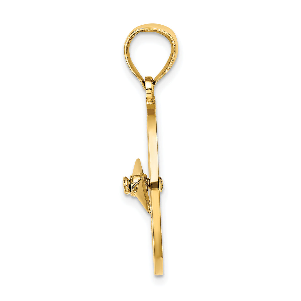 10K Nautical Compass W/Moveable Needle Charm