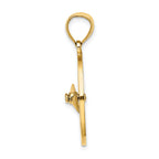 10K Nautical Compass W/Moveable Needle Charm
