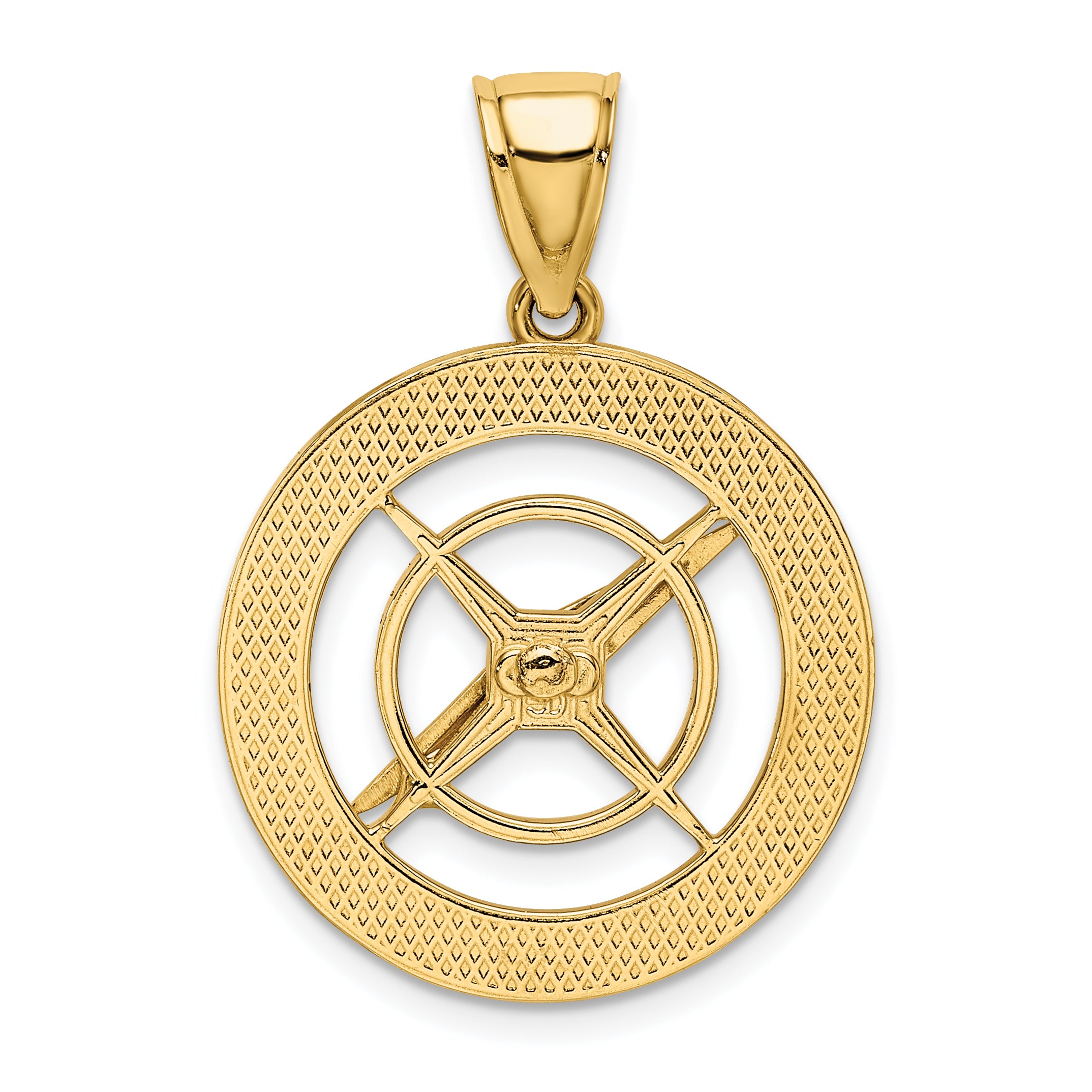 10K Nautical Compass W/Moveable Needle Charm