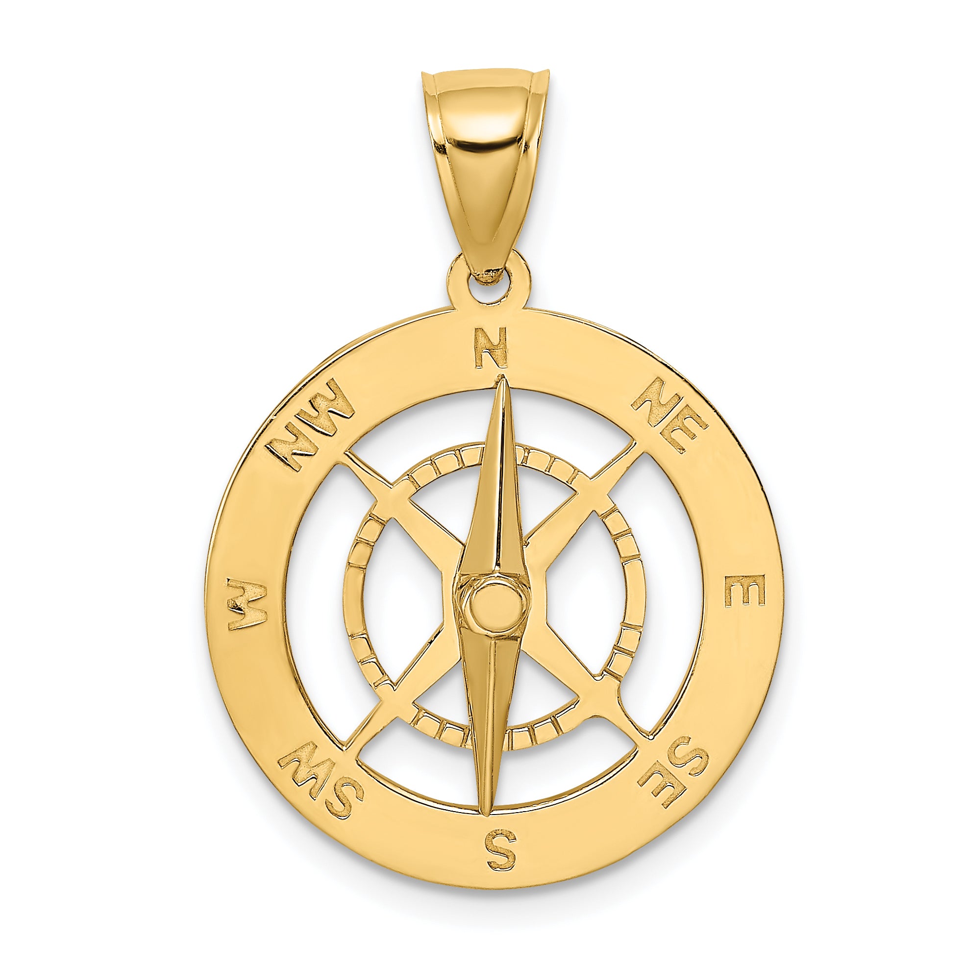 10K Nautical Compass W/Moveable Needle Charm Main image