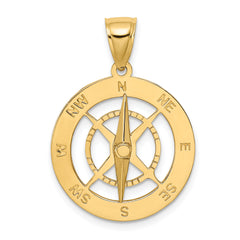 10K Nautical Compass W/Moveable Needle Charm