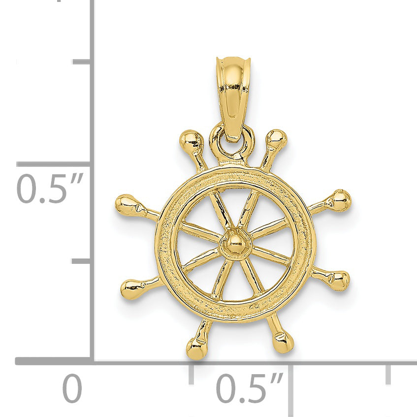 10K 2-D Ship Wheel Charm Secondary image