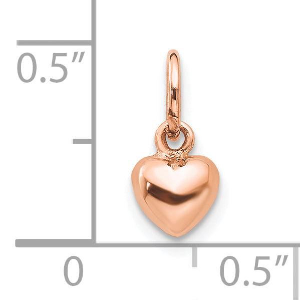 10K Rose Gold Polished 3-D Heart Charm Secondary image