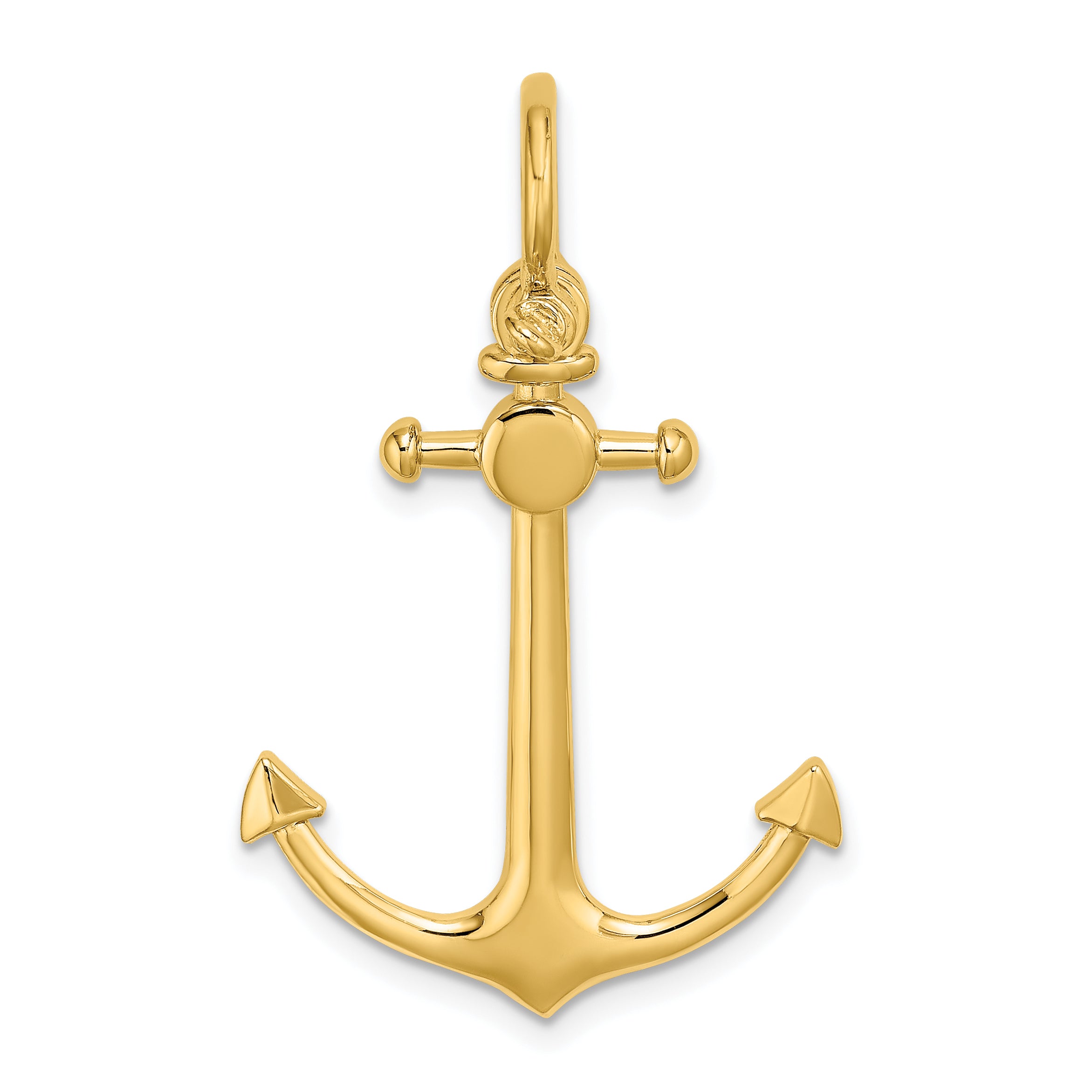 10K 3-D Small Anchor w/ Shackle Bail Charm Main image