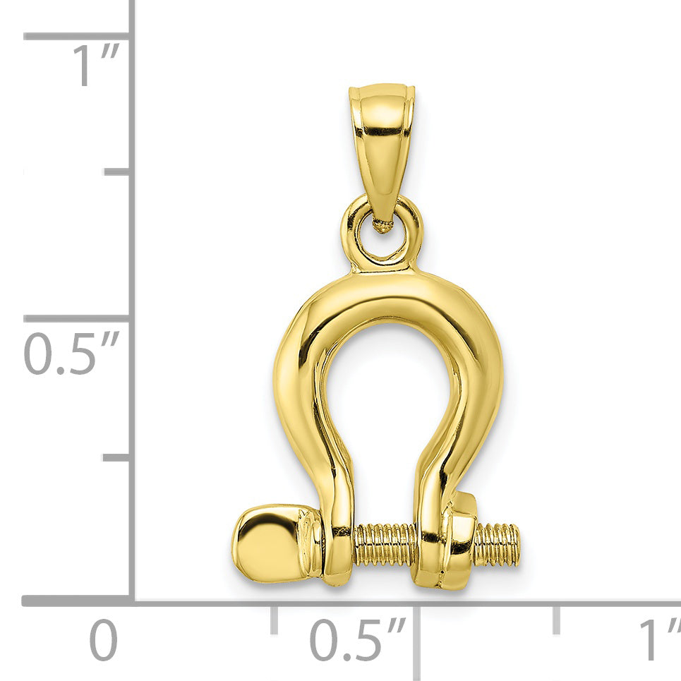 10K 3-D Medium Shackle Link Screw Charm