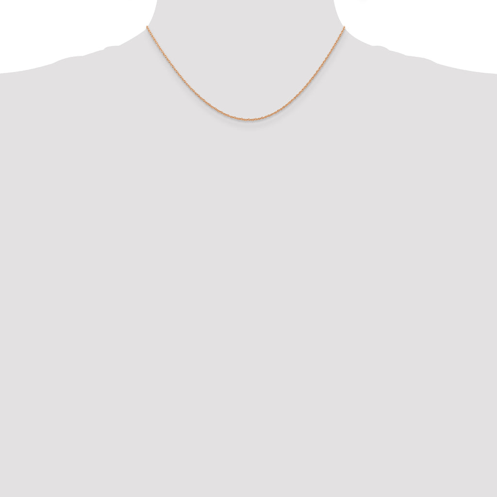 10K Rose Gold 0.7mm Rope Chain Necklace - view 4