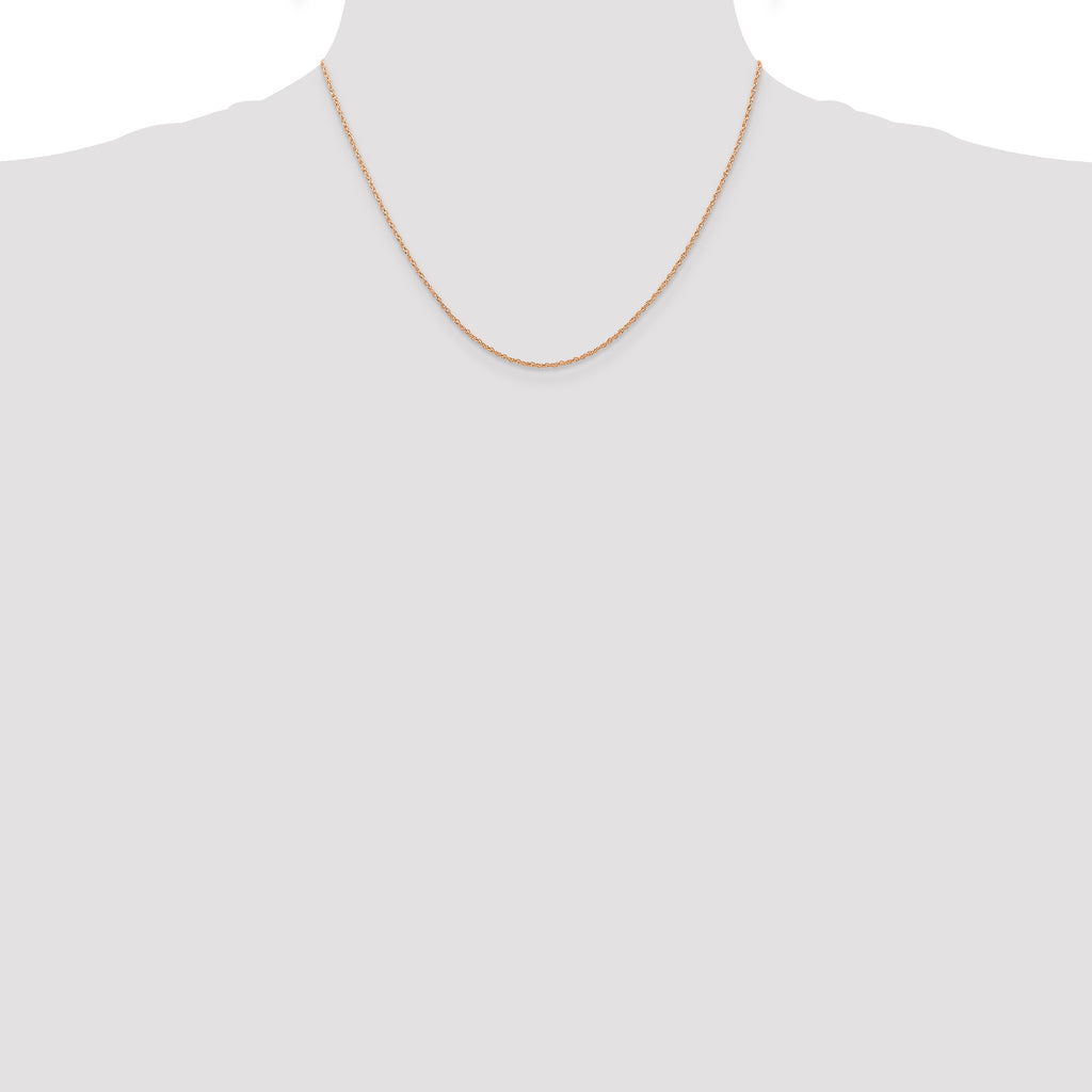 10K Rose Gold 0.7mm Rope Chain Necklace - view 4