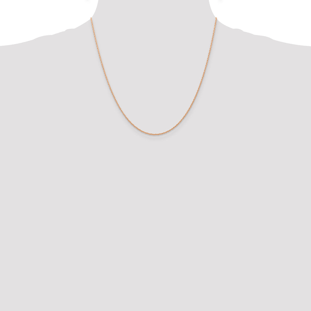 Rope Chain Necklace in 10K Rose Gold, 0.7mm, 16–24 Inch - Sophia Jewelers